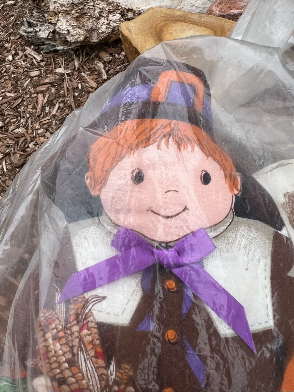 Vintage Thanksgiving Handmade Pilgrim Pumpkin door decor NWT Autumn Halloween
